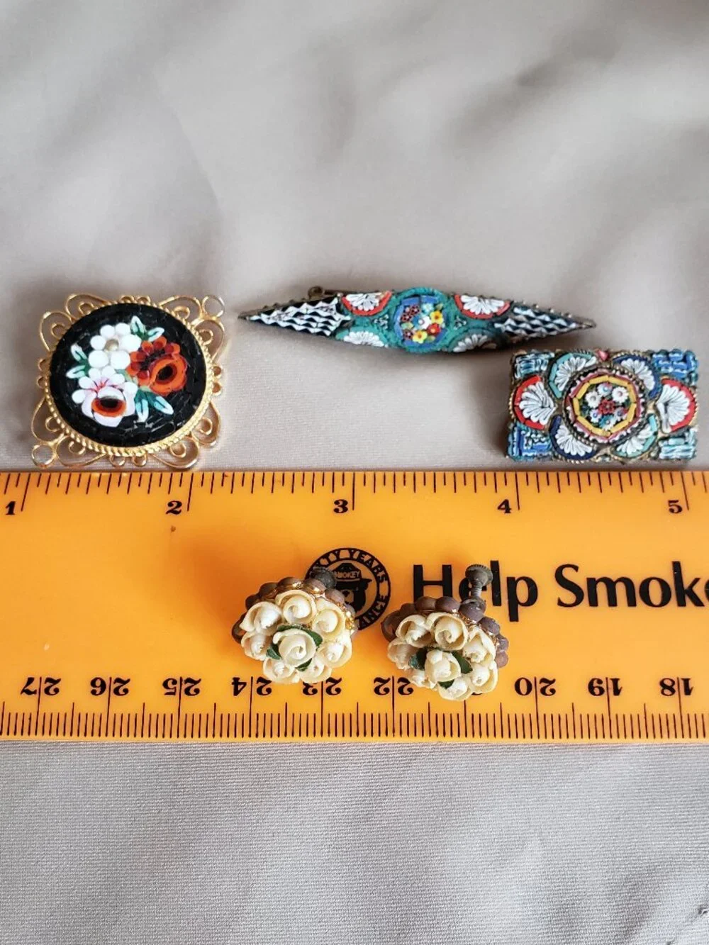 ANTIQUE MICRO MOSAIC MILLEFIORI PINS